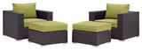 Espresso Peridot Convene 4 Piece Outdoor Patio Sectional Set