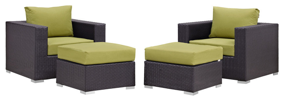 Espresso Peridot Convene 4 Piece Outdoor Patio Sectional Set