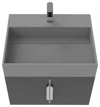 CastelloUSA Amazon 24" Wall Mounted Bathroom Vanity Set, Black, Gray Top, Brushed Nickel