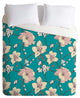 Deny Designs Rachelle Roberts Painted Poppy In Turquoise Duvet Cover - Lightweig