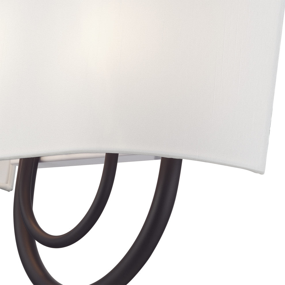 Stratton 2 Light Bronze ADA Sconce with Hand Crafted Off-White Fabric Shade