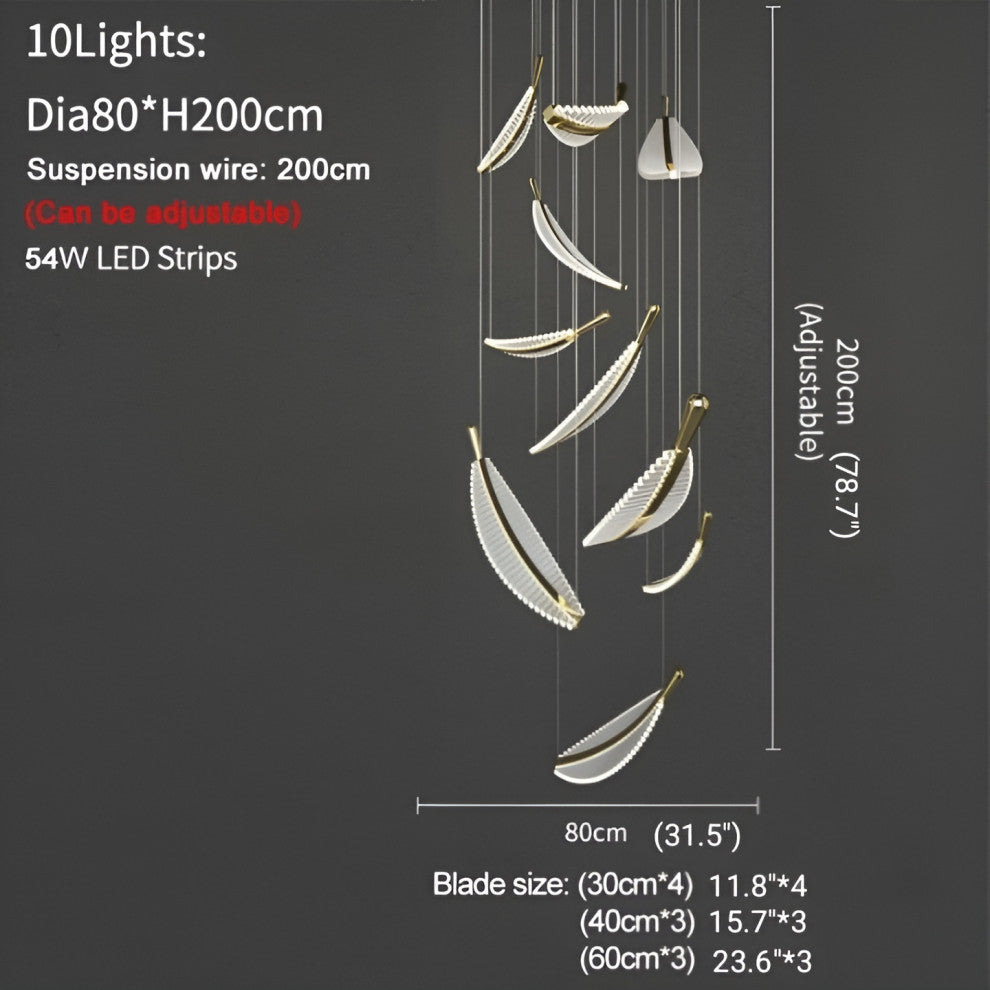 Cagnes-sur-Mer | Crystal Gold Leaves Pendant Chandelier, 10 Leaves