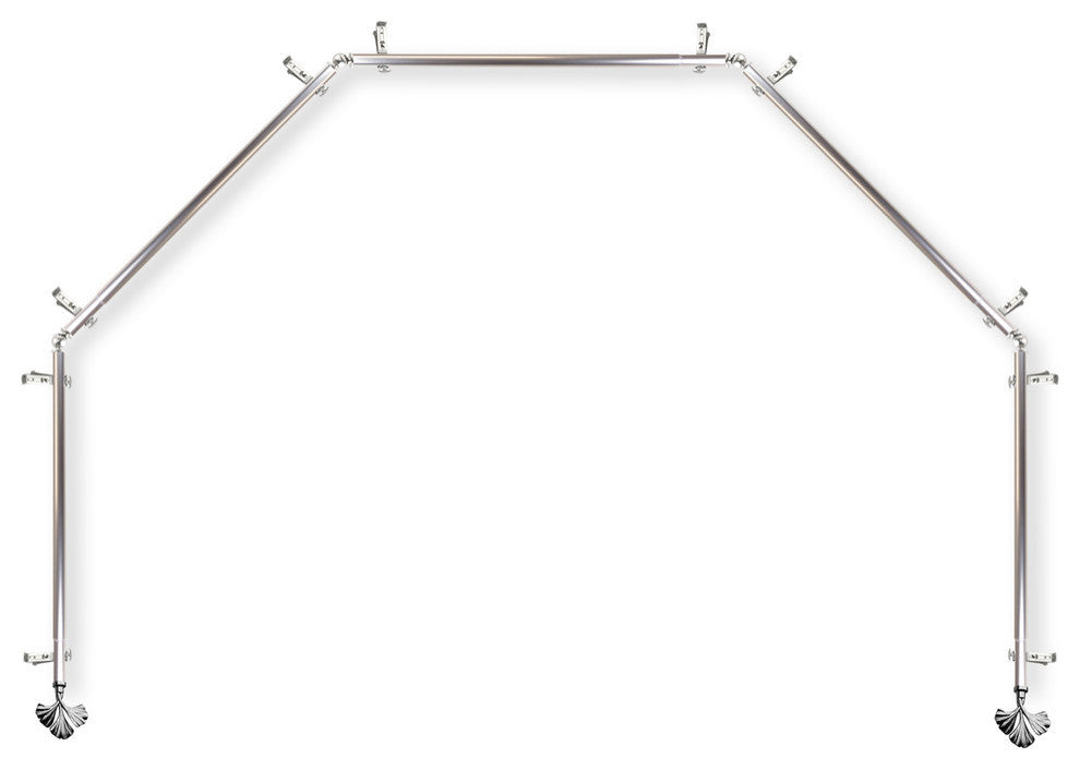 Florence 13/16" 5-Sided Bay Window Curtain Rod, Satin Nickel