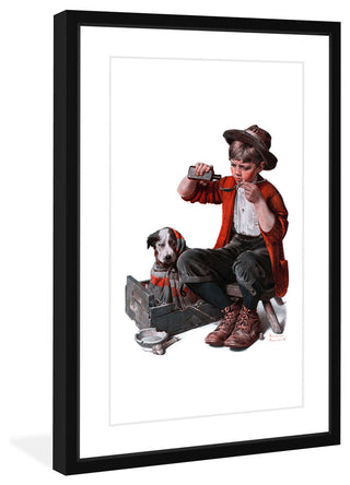 "Sick Puppy" Framed Art Print by Norman Rockwell