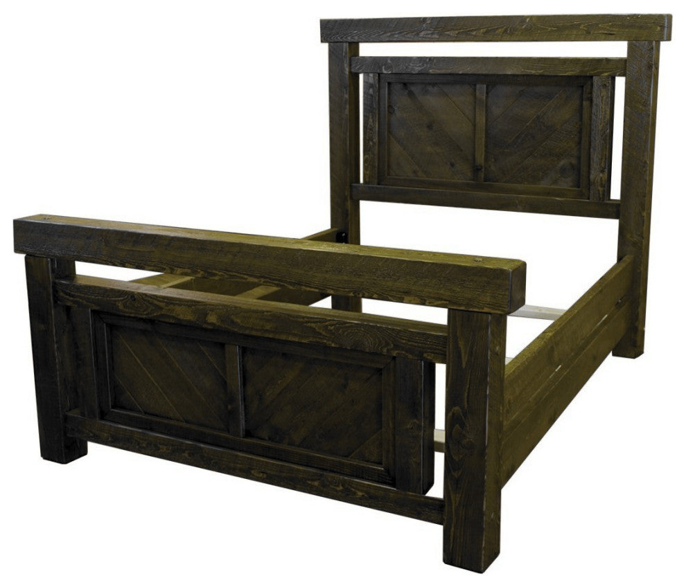 Barnwood Style Timber Peg Panel Bed, Weathered Slate, Full