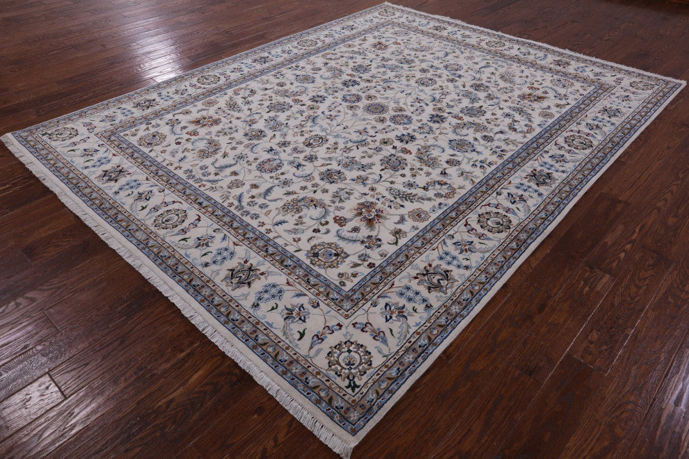 Persian Nain Wool and Silk Hand-Knotted Rug 7' 11" X 10' 4" Q9306