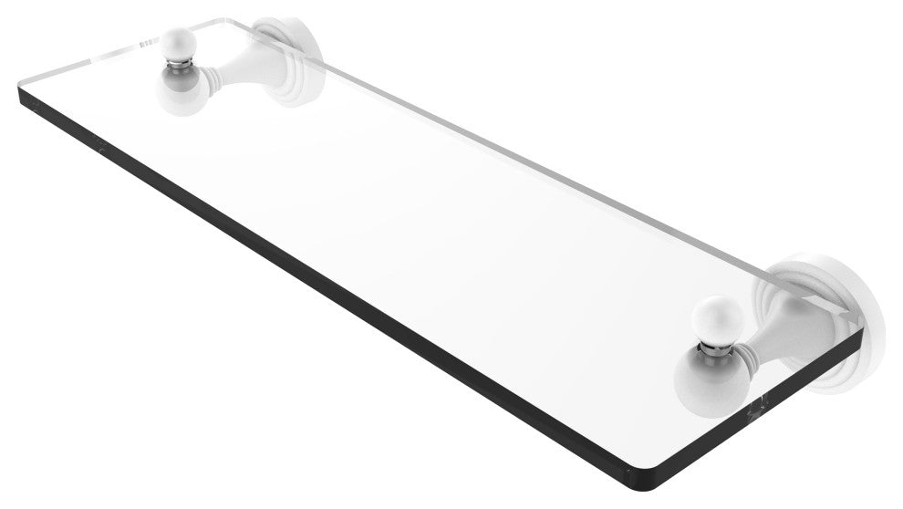 Sag Harbor 16" Glass Vanity Shelf with Beveled Edges, Matte White