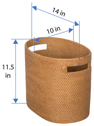 Loma Rattan Oval Magazine Rack, Honey-Brown