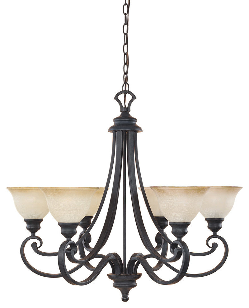 Barcelona 6-Light Chandelier, Natural Iron