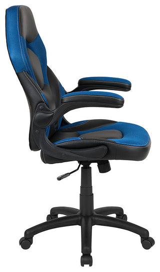 High Back Racing Style Ergonomic Gaming Chair, Blue/Black LeatherSoft
