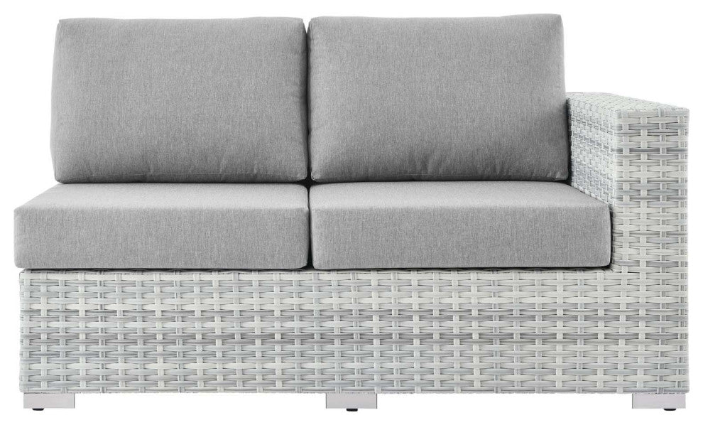 Lounge Loveseat Sofa, Rattan, Wicker, Gray, Modern, Outdoor Patio Bistro
