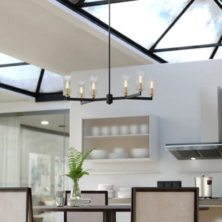 Claremont 6 Light Matte Black Contemporary Chandelier Clear Glass