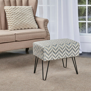 Arusha Jacquard Chenille Ottomans, Light Blue, 19"x13"x7"