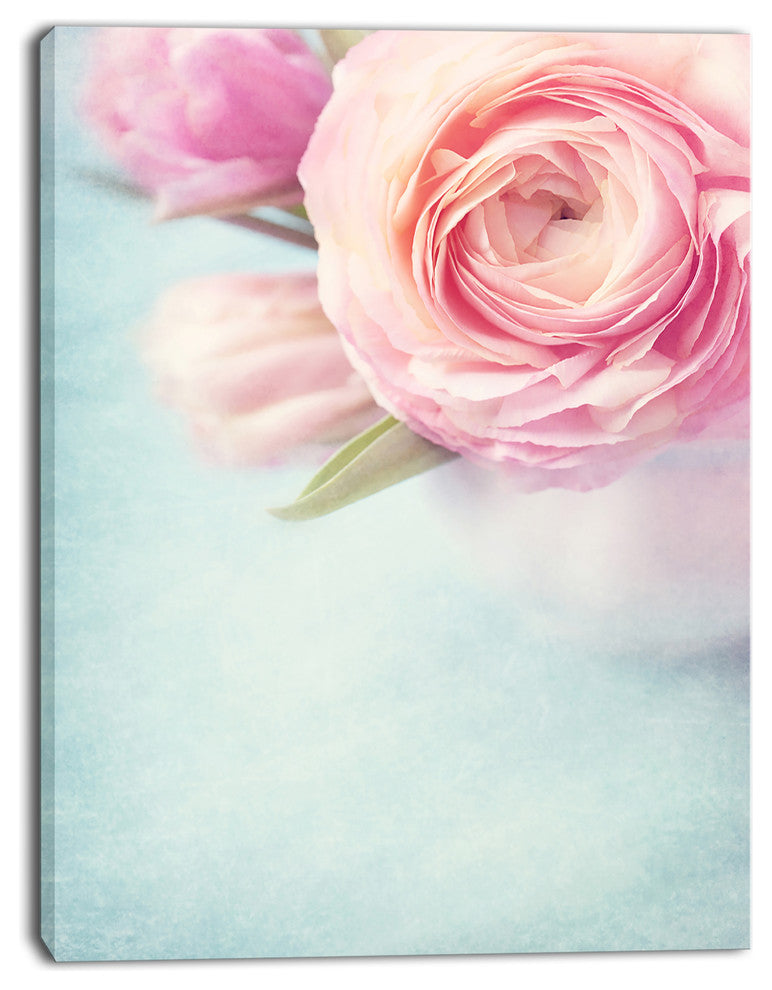 Full Bloom Pink Flowers in Vase, Floral Canvas Art Print, 30"x40"