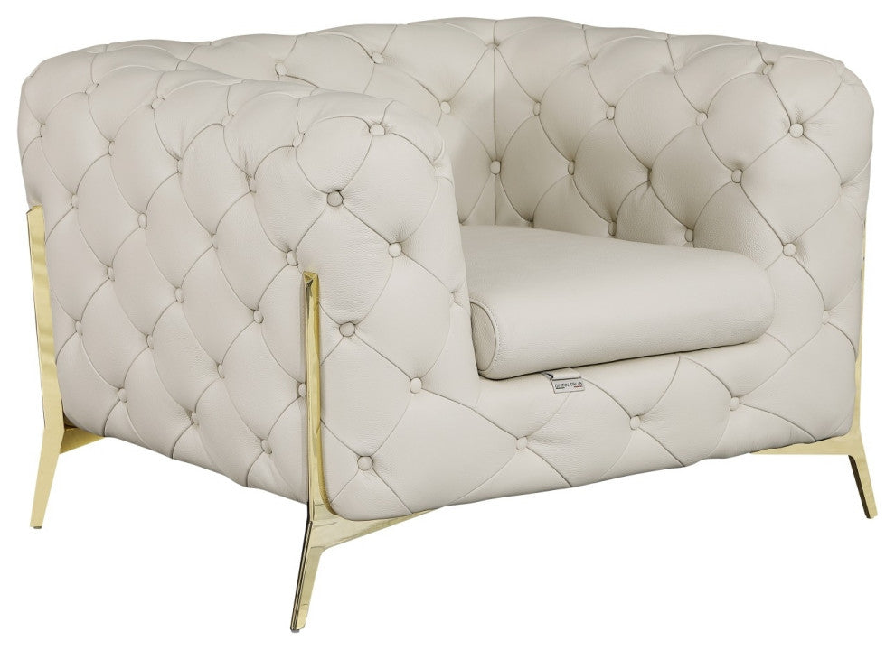 Angelica Italian Leather 2 Chair Set, Beige