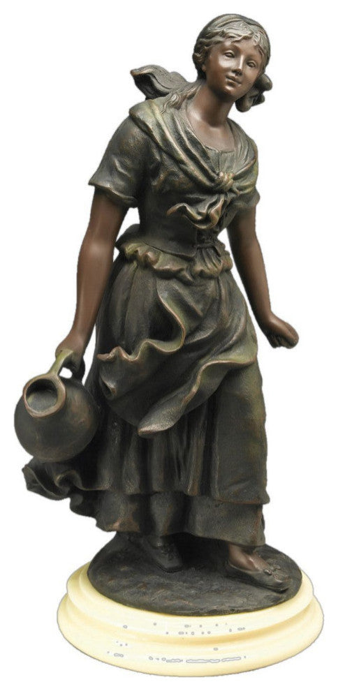 Resin Water Girl Figurine, Brown/Green