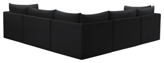 Jacob Velvet Upholstered 5-Piece L-Shaped Modular Sectional, Black