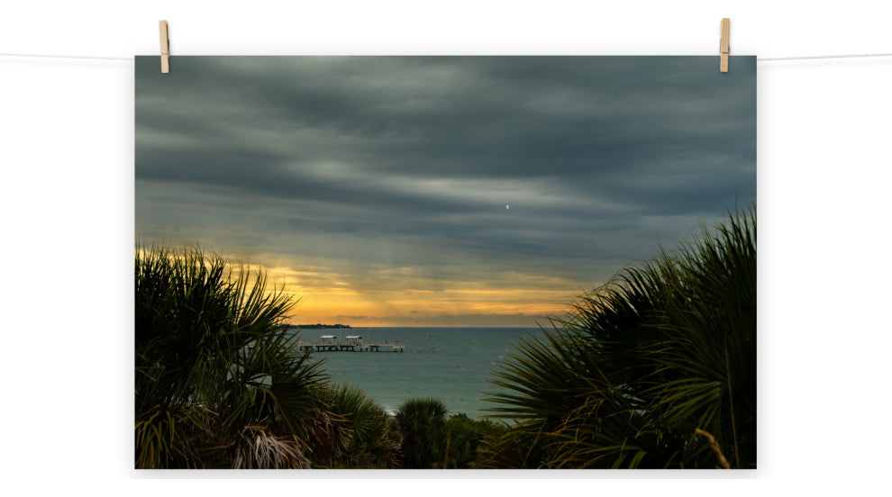 Cloudy Rainy Sunset De Soto Beach Unframed Landscape Photo Wall Art Print, 8" X 10"