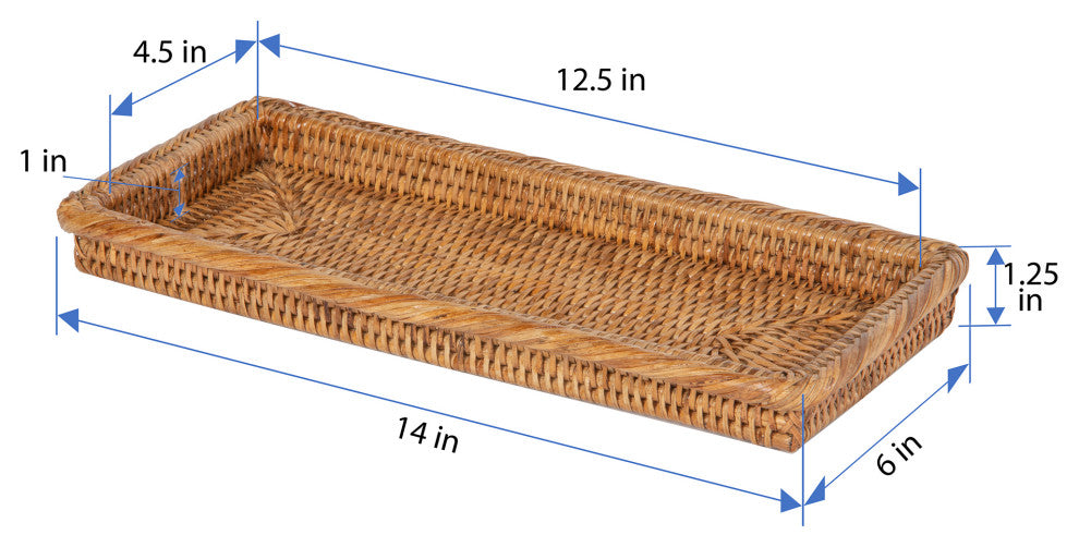 La Jolla Rattan Vanity and Bathroom Tray, Honey-Brown
