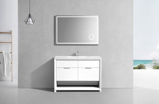 KubeBath Nudo 48'' Single Sink Floor Mount Modern Bathroom Vanity, Gloss White