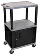 Luxor Gray Tuffy 3-Shelf 42" AV Cart With Black Legs, Cabinet and Electric