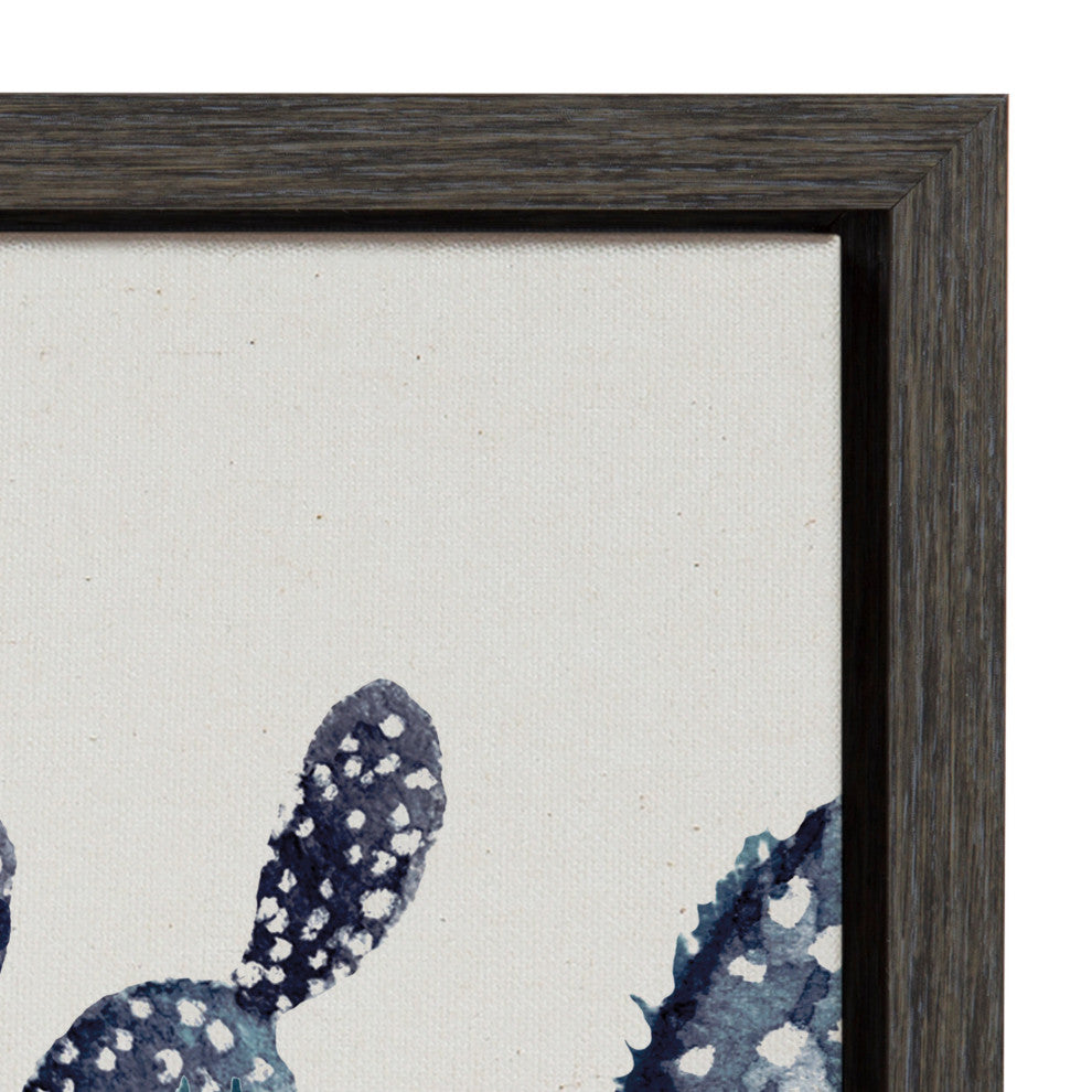 Sylvie Blue Potted Cacti Framed Canvas, Gray 23x33