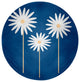 Floral Print Spring Chenille Rug, Dark Cobalt Blue, 5'' Round