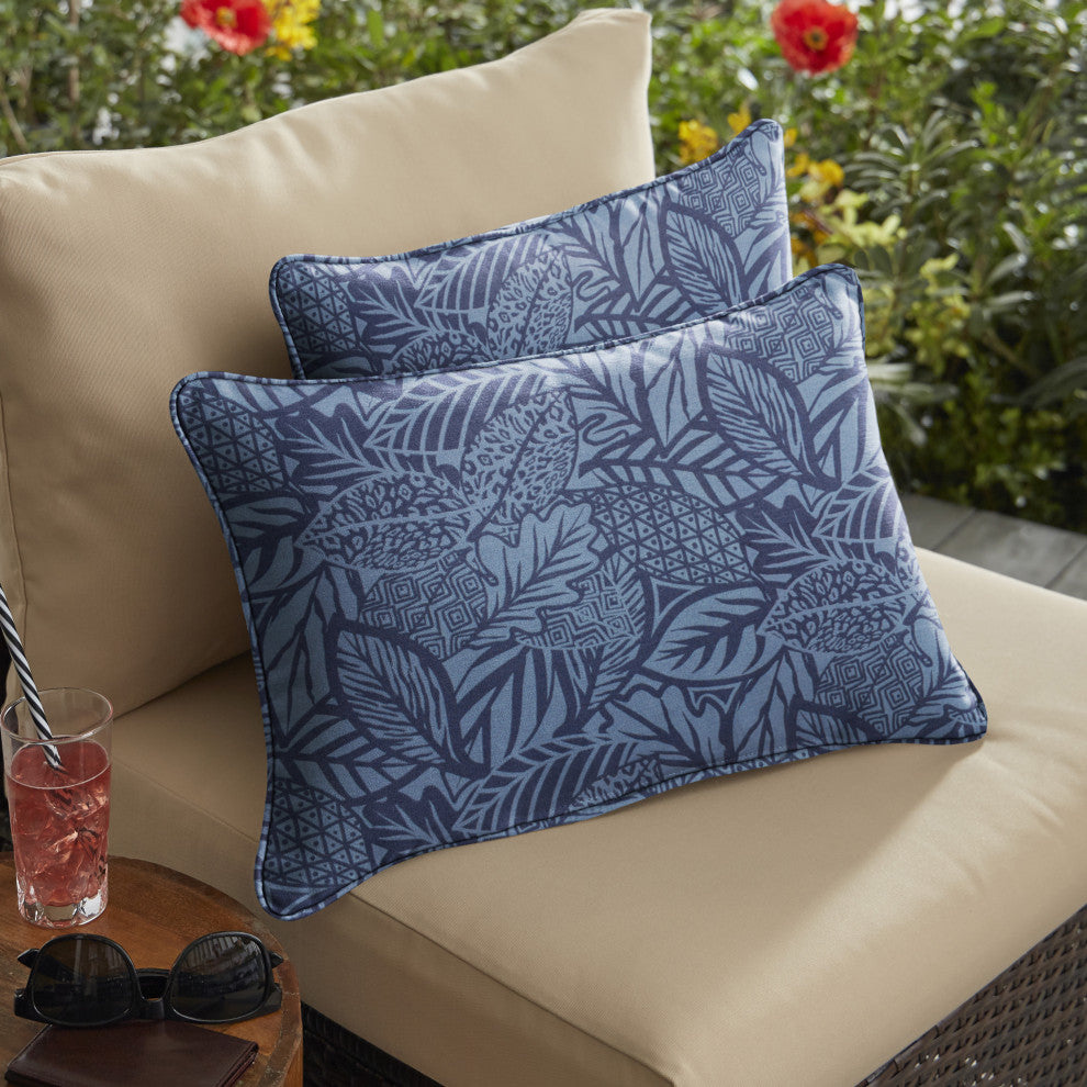 Sorra Home Maven Capri Outdoor/Indoor Corded Pillow, Set of 2, 24"x12"x6"