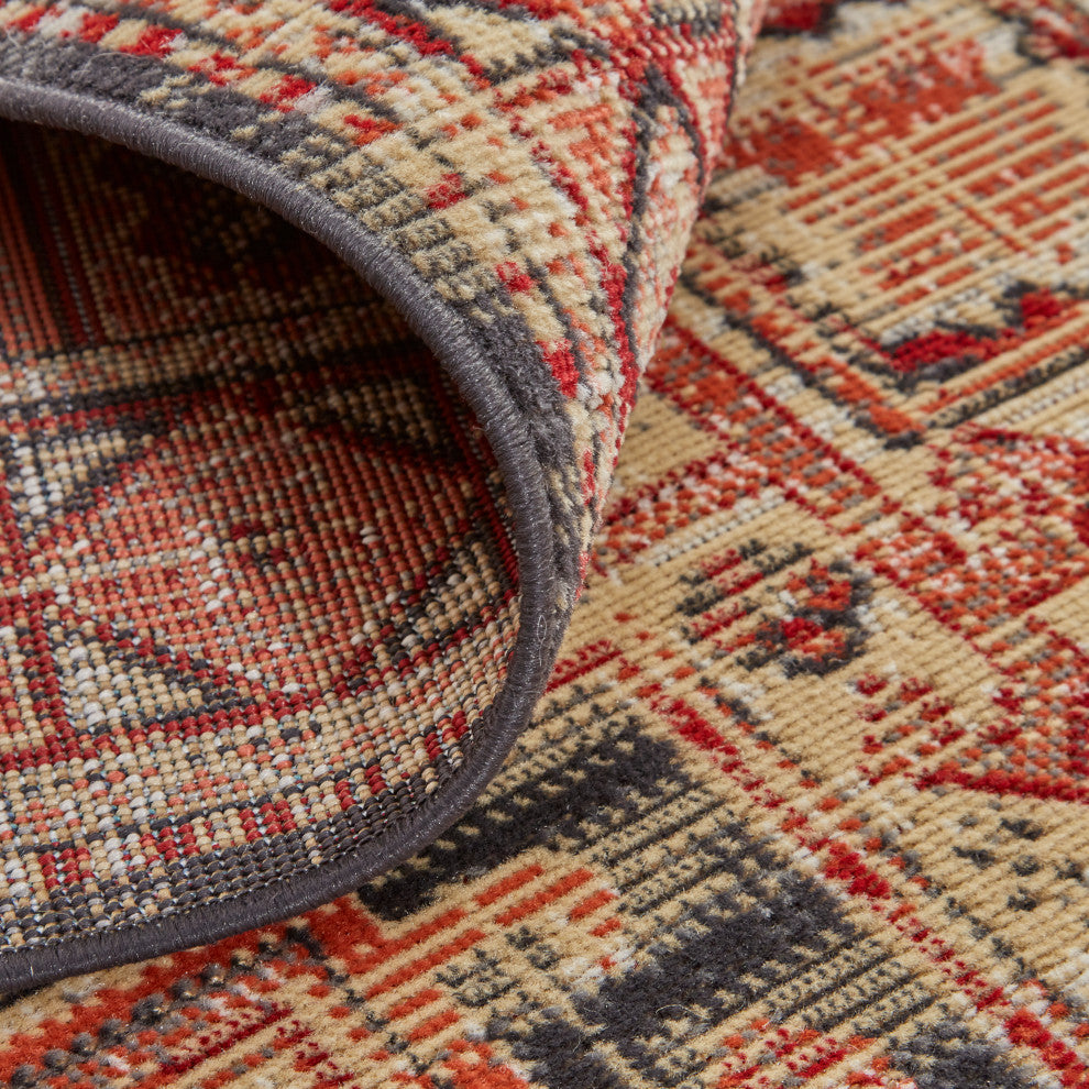 Weave & Wander Kezia Rug, Ochre Red/Charcaol Gray, 10ft x 13ft-2in