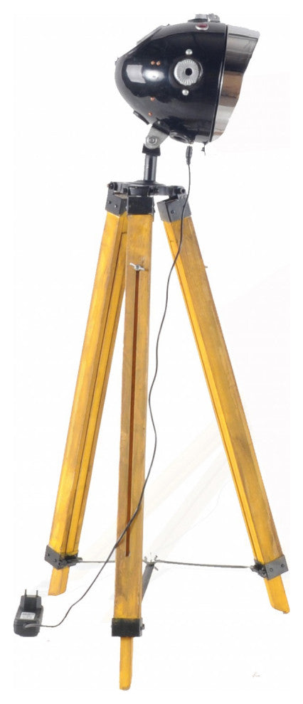 35" Distressed Tripod Floor Lamp With Cone