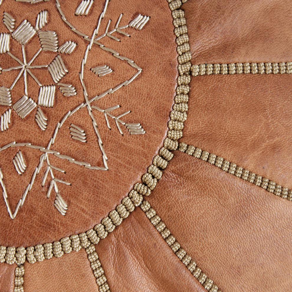 Moroccan Leather Ottoman/Poof