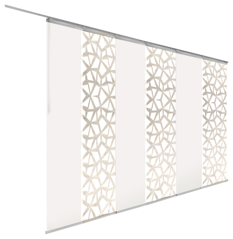 Scattered-Navajo White 6-Panel Track Extendable Vertical Blinds 94"Hx98-130"W