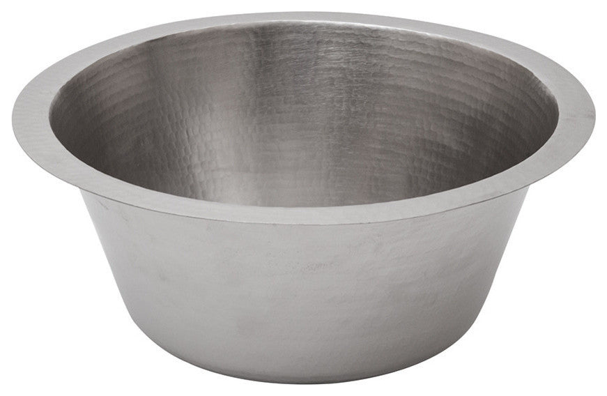 16" Round Hammered Copper Prep Sink in Nickel With 3.5" Drain Opening