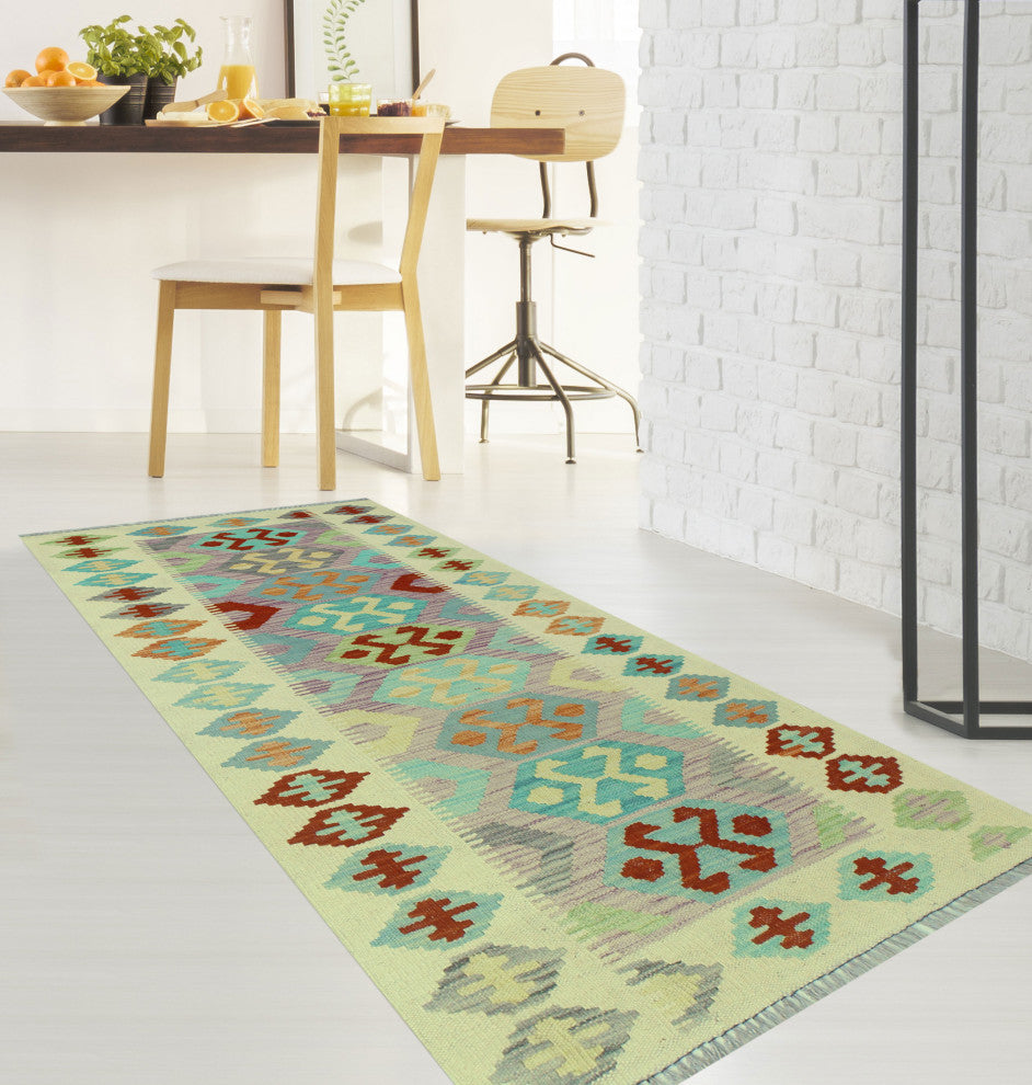 Sangat Kilim Senay Ivory/Rust Runner, 2'6x6'2