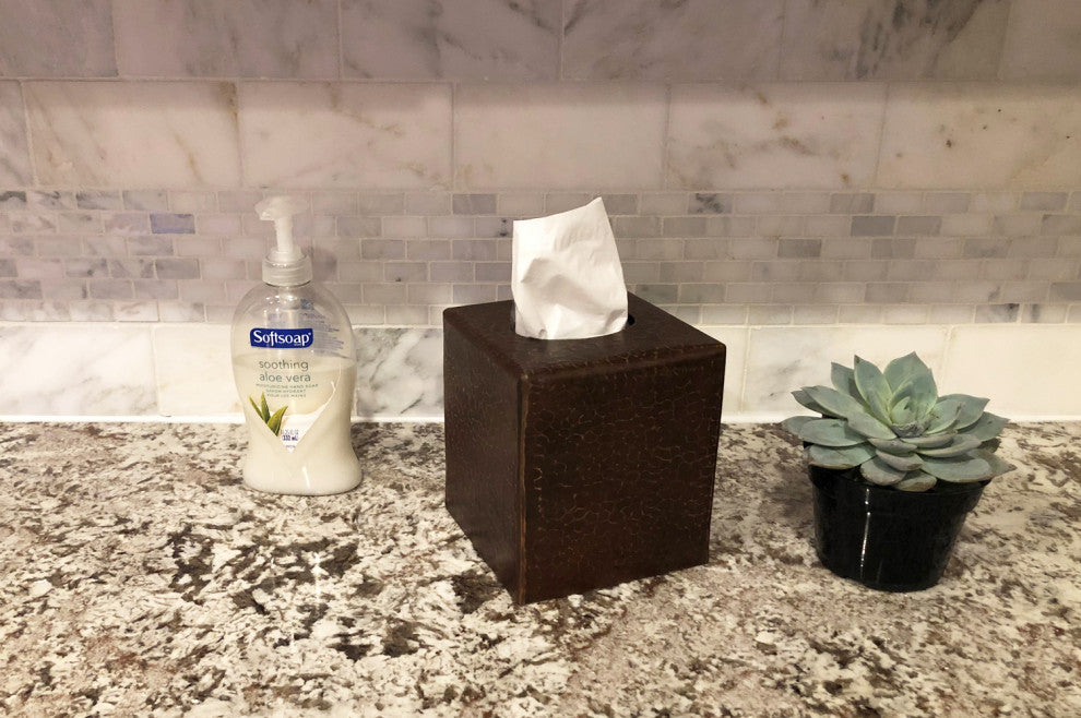 Small Hand Hammered Copper Tissue Box Cover