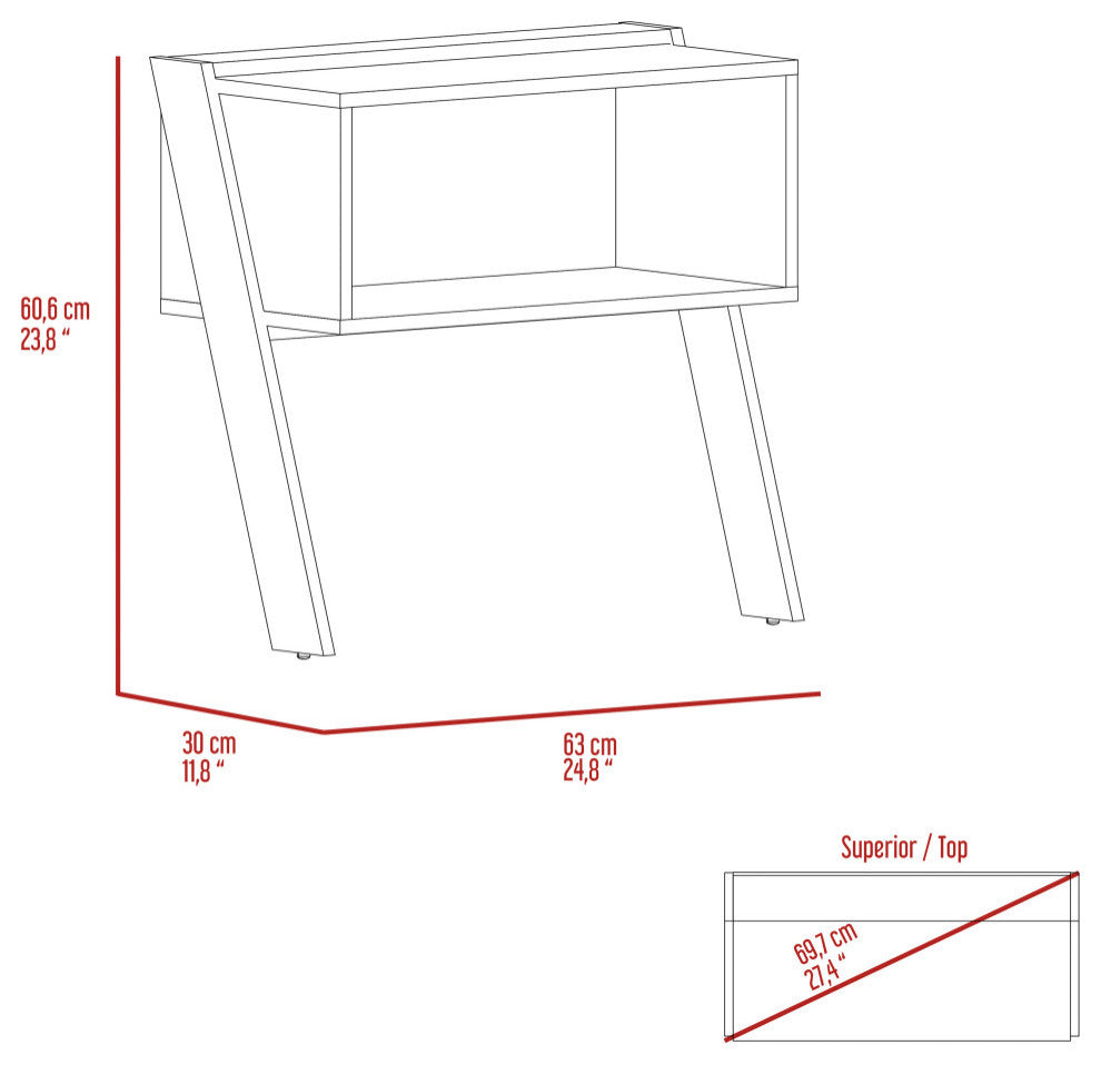 FM FURNITURE Denver Night Stand, with Light Oak Finish - White