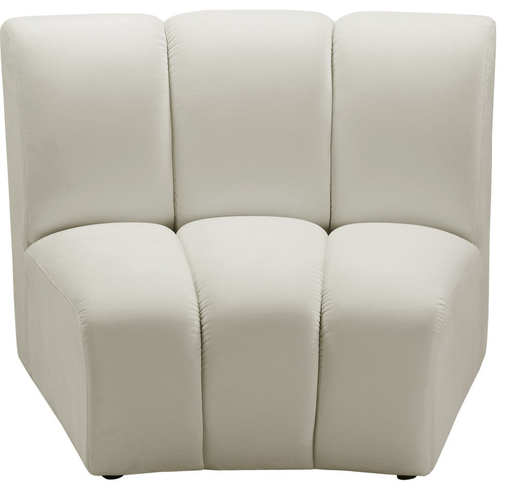 Infinity Channel Tufted Velvet Modular Chair, Cream, 1 Piece