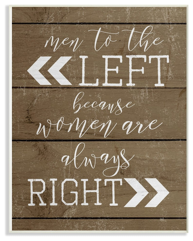 Men Left Because Women Are Right Planked Look Wall Plaque Art, 10"x15"