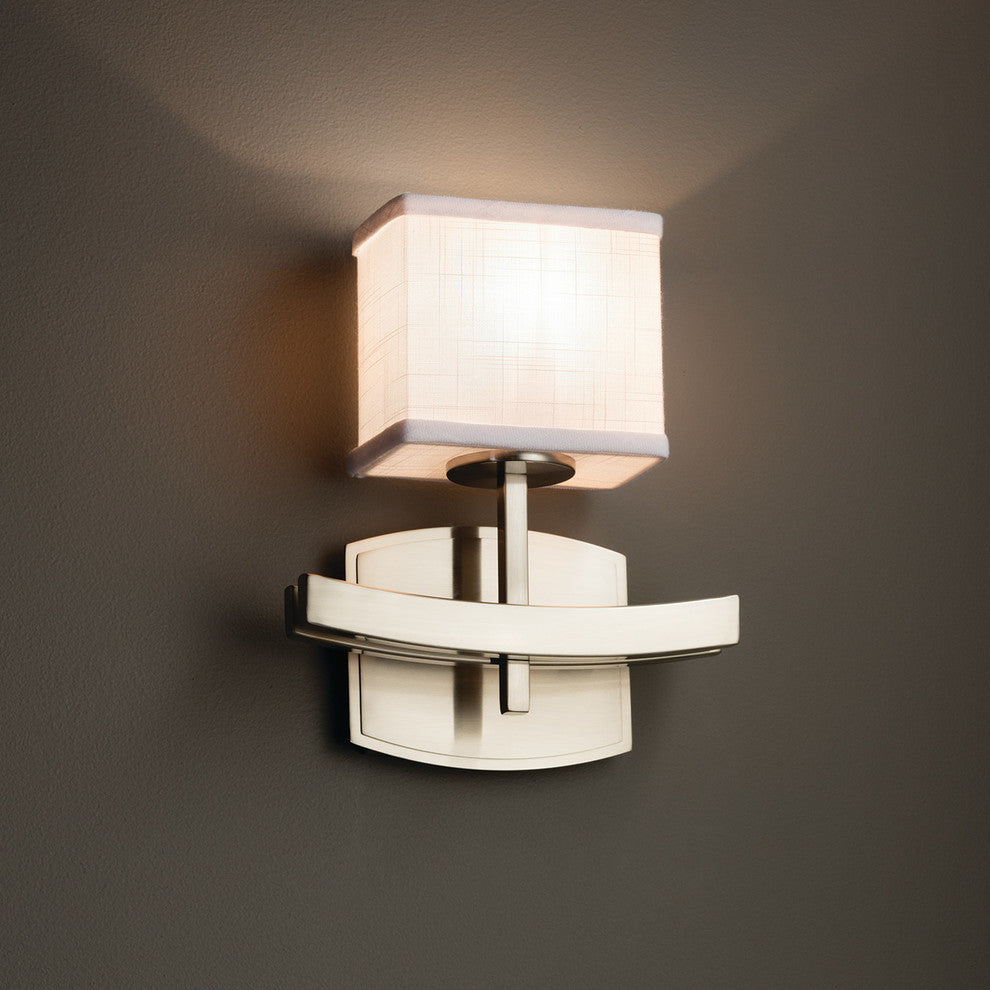 Textile Archway 1-Light Wall Sconce, Rectangle, White Fabric Shade