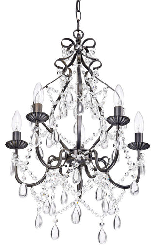 Athena 5-Light Iron and Crystal Candle Chandelier