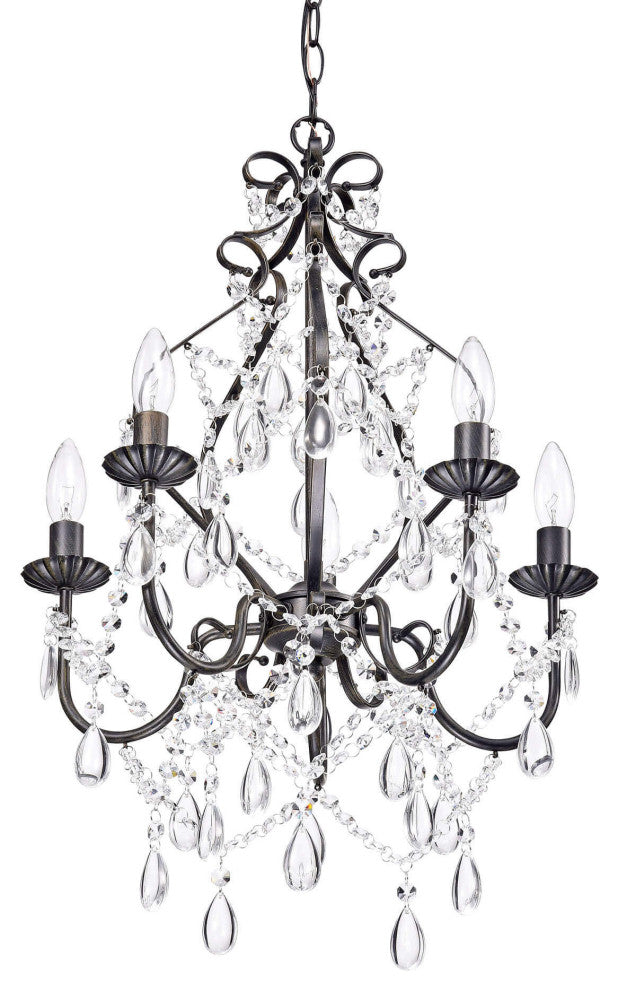 Athena 5-Light Iron and Crystal Candle Chandelier