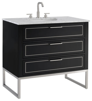 Markham Bathroom Vanity, Midnight Black/Brushed Nickel, 36", White Quartz Top