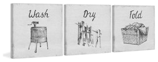 Old Fashioned Laundry Triptych, 3-Piece Set, 18x18 Panels