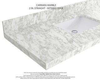 Boston 36" Center Sink Bath Vanity in Alabaster 2" Carrara Marble