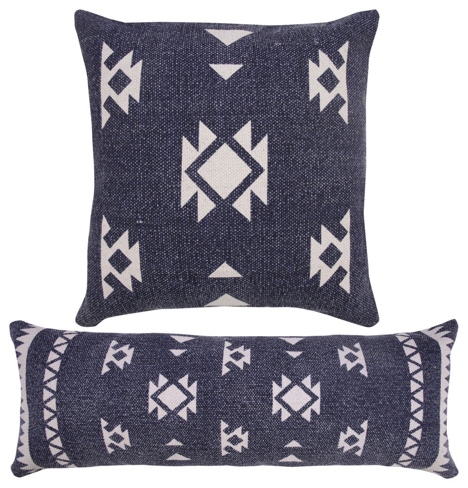 Southwestern Decorative Denim Geometric 20" x 20" Throw Pillow