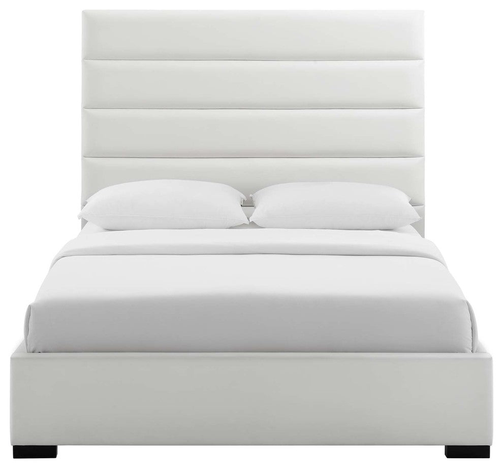 Genevieve Queen Faux Leather Platform Bed, White
