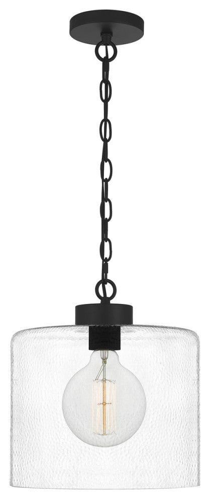 Quoizel ABR1512MBK One Light Mini Pendant, Matte Black Finish