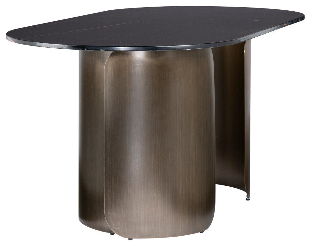 Nolan Marble Top Bronze Dining Set With 6 Chairs, Green