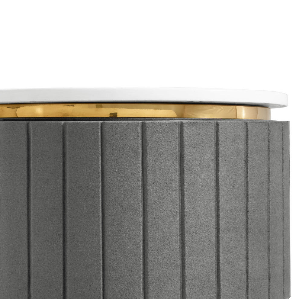 Console Entry Table Sideboard, White Gray, Velvet, Modern Lounge Cafe