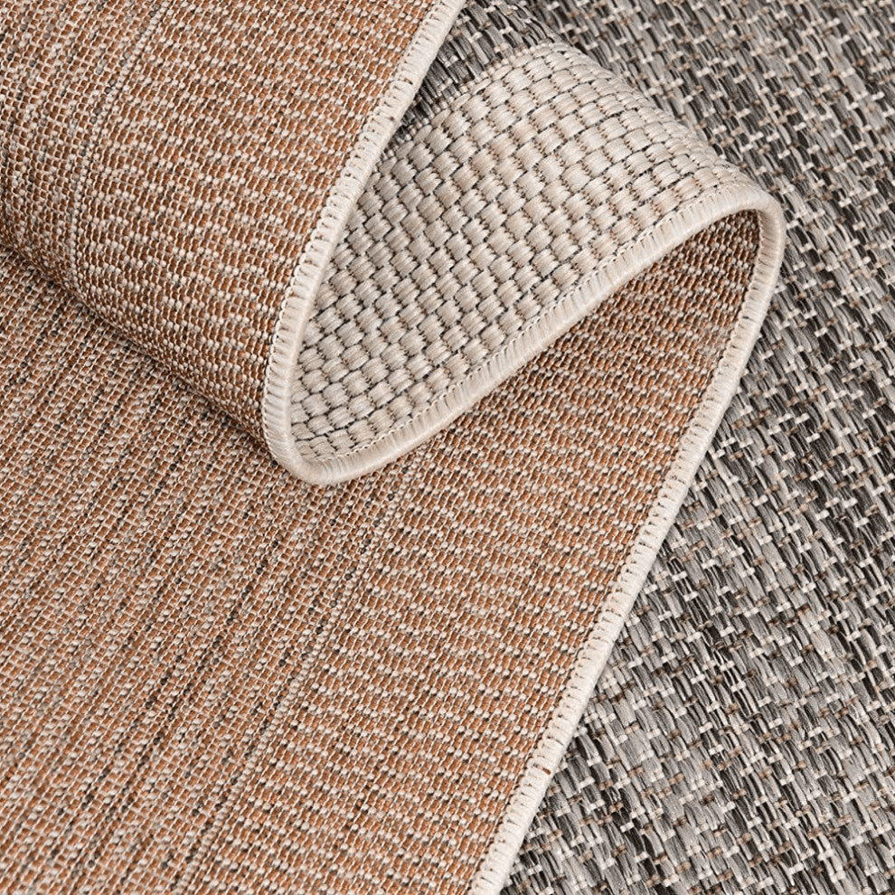 3' X 10' Sand And Gray Distressed Border Area Rug